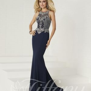 Gorgeous tiffany prom dress navy blue
